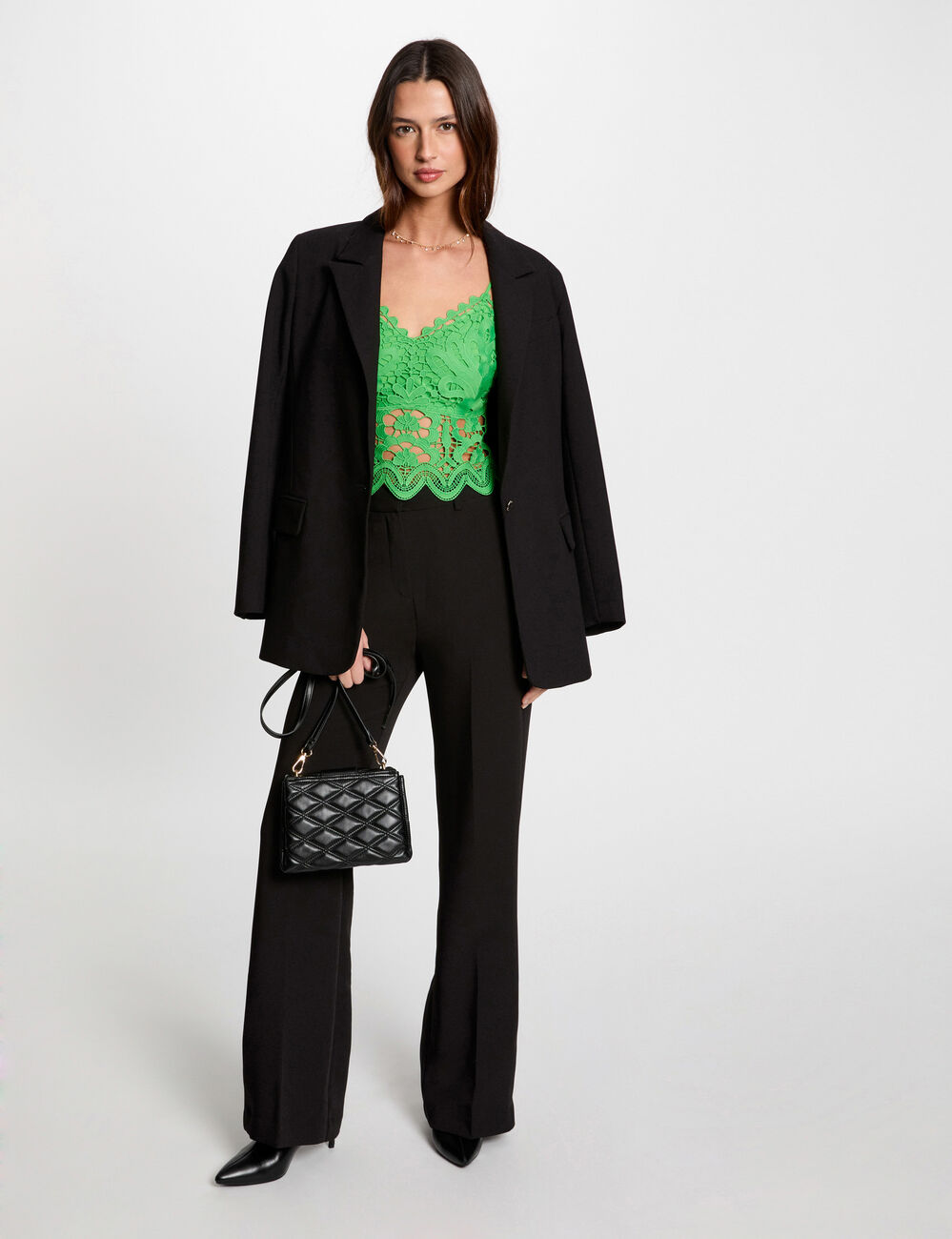 Crop top tirantes finos verde mujer