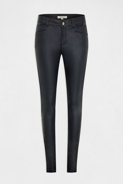Pantalón skinny efecto mojado marino mujer