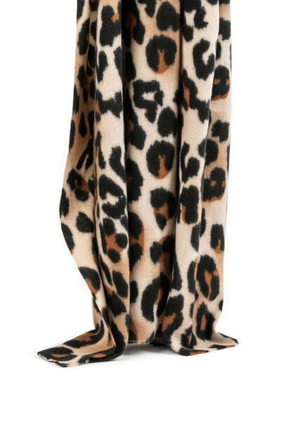 Bufanda con estampado de leopardo beige mujer