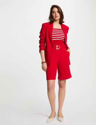 Bermudas recta con pinzas rojo mujer