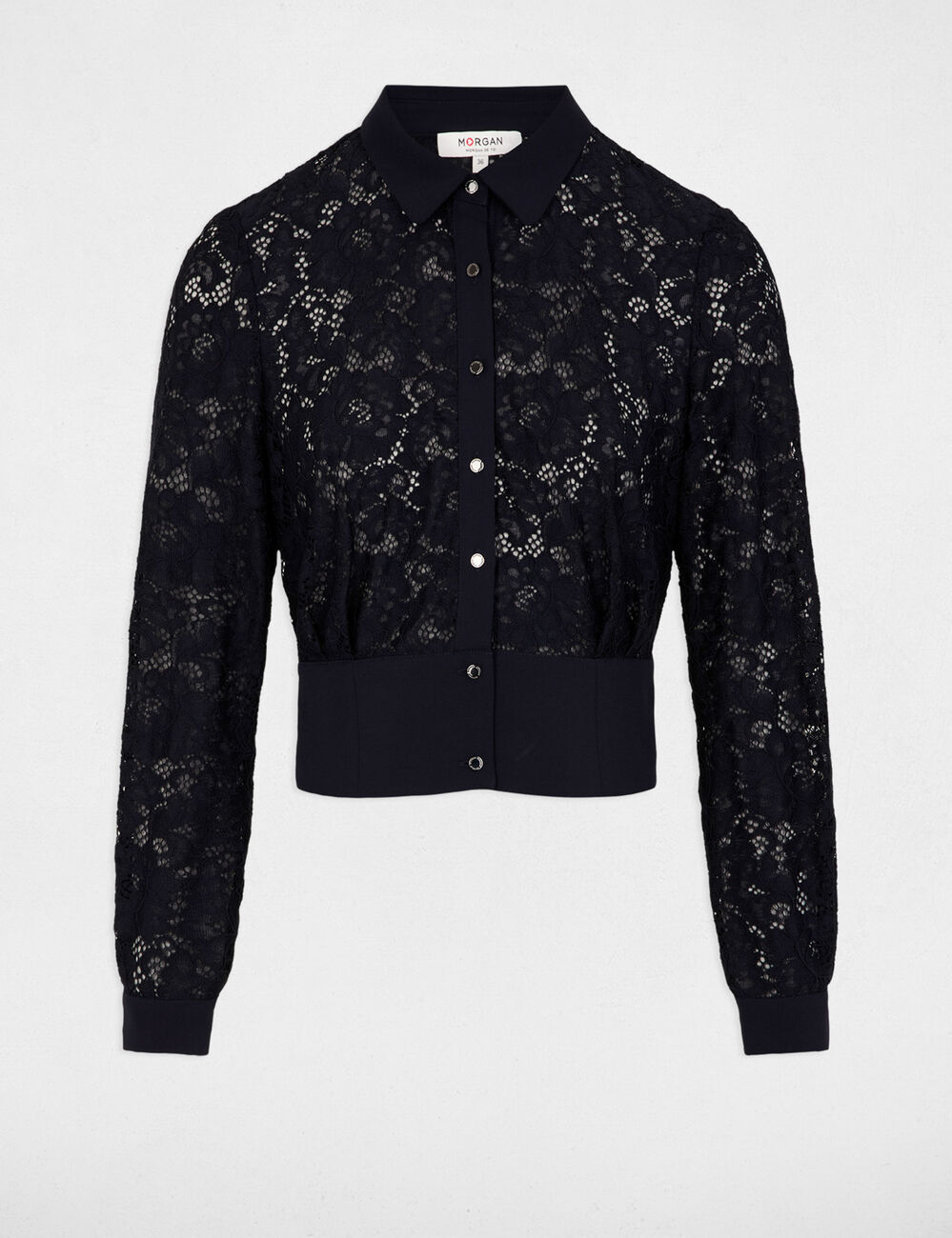Camisa manga larga azul marino mujer