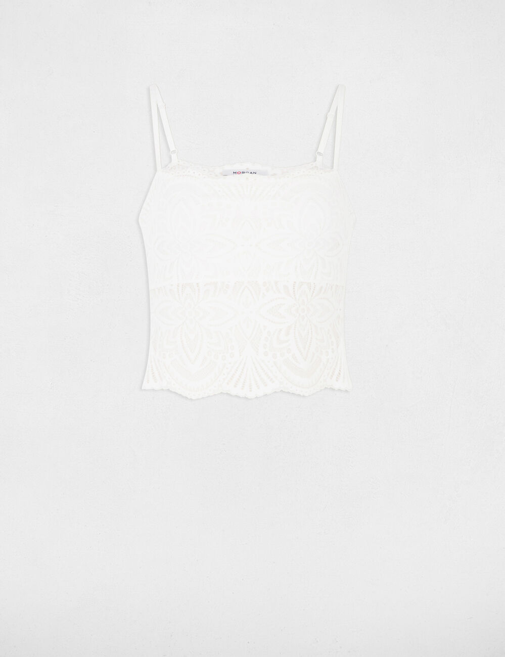 Top con tirantes finos marfil mujer