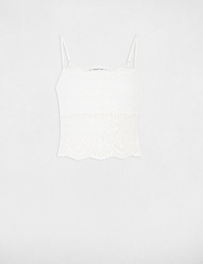 Top con tirantes finos marfil mujer