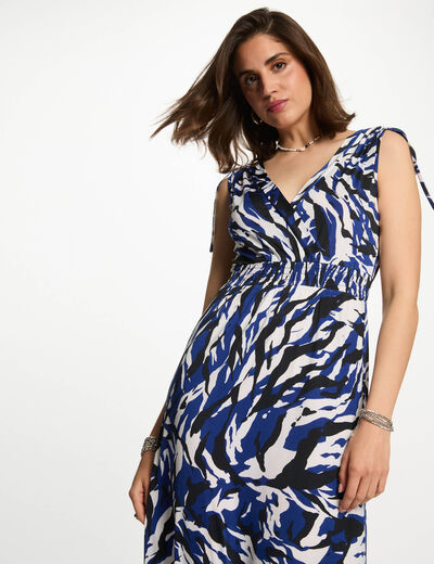 Vestido largo recto estampado multicolor mujer