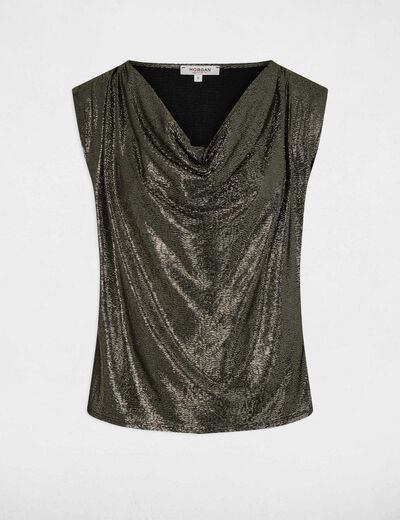 Top cuello vuelto holgado dorado mujer
