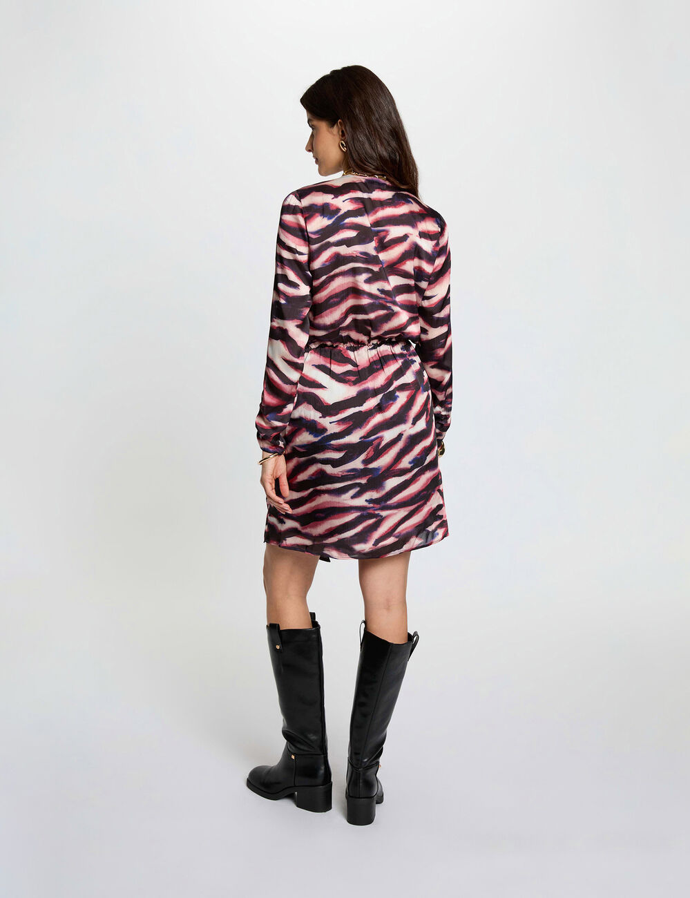 Vestido corto cruzado multicolor mujer