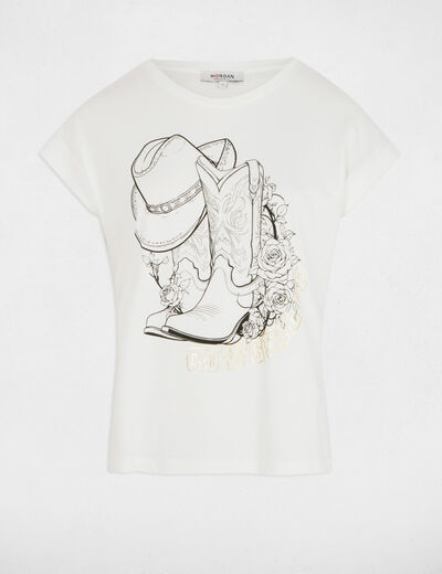 Camiseta manga corta blanco mujer