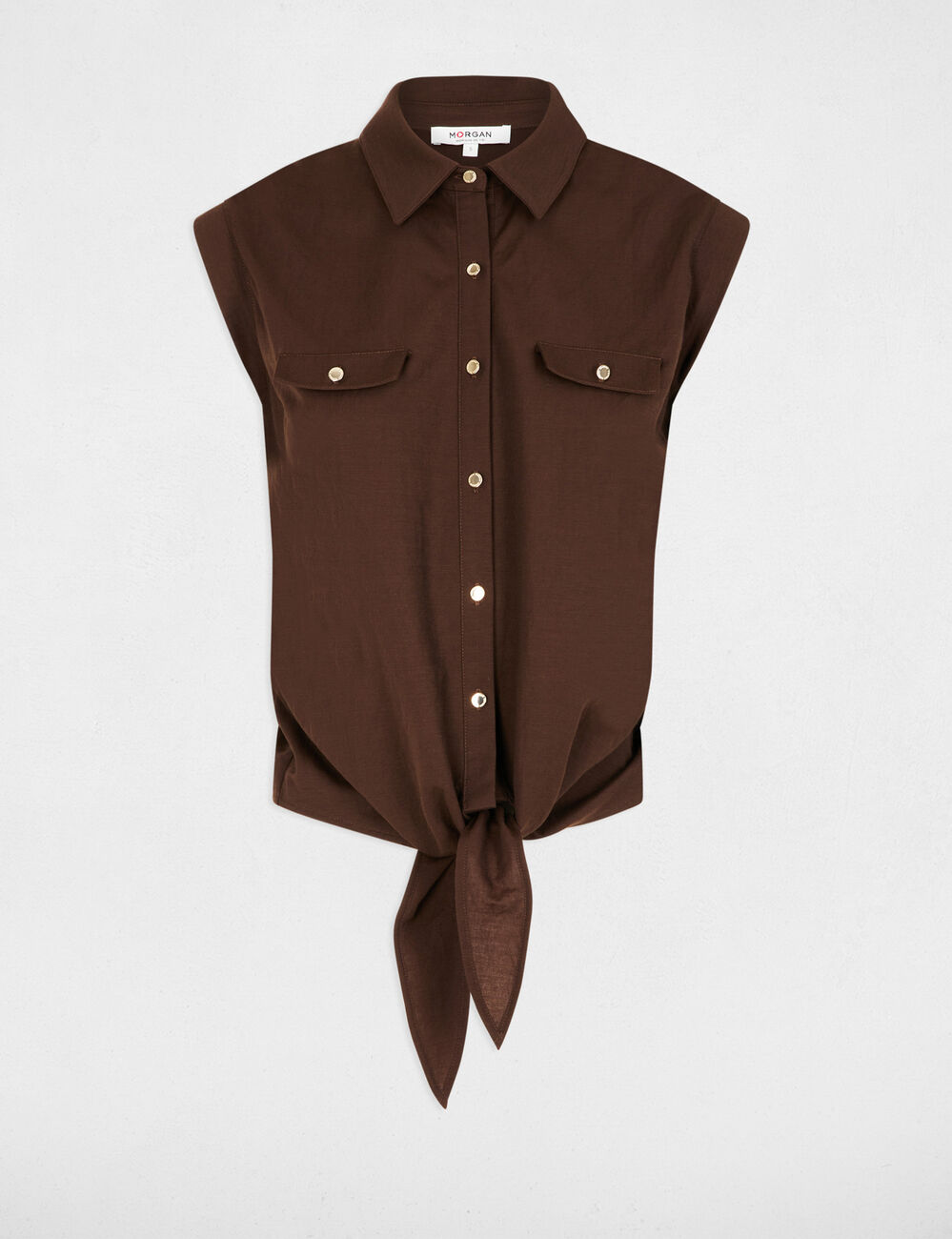 Blusa sin mangas marr&oacute;n oscuro mujer