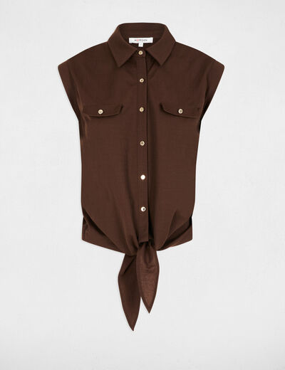 Blusa sin mangas marr&oacute;n oscuro mujer
