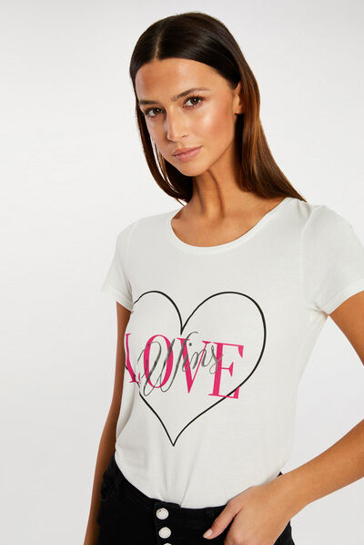 Camiseta de manga corta crudo mujer