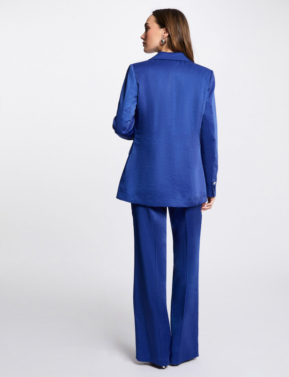 Americana de antelina azul eléctrico mujer