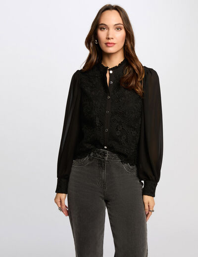 Camisa manga larga negro mujer