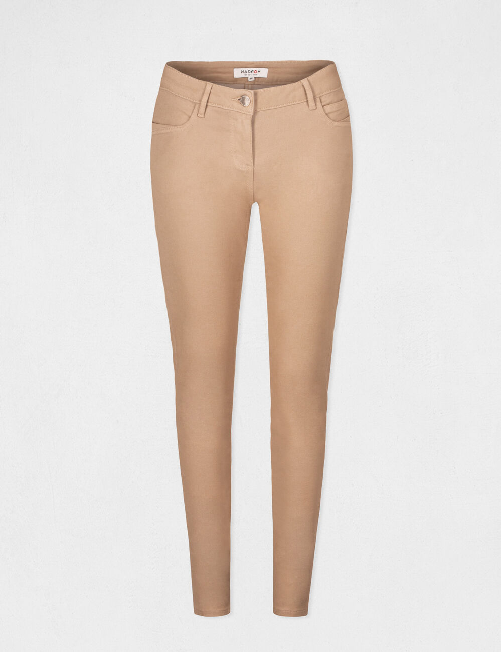 Vaquero skinny talle bajo arena mujer