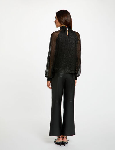 Blusa de cuello alto negro mujer