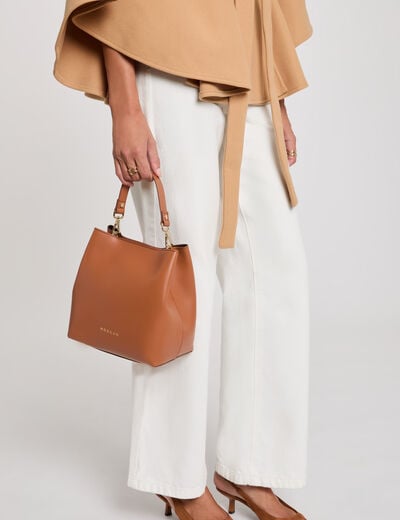 Bolso saco de cuero c&aacute;mel mujer