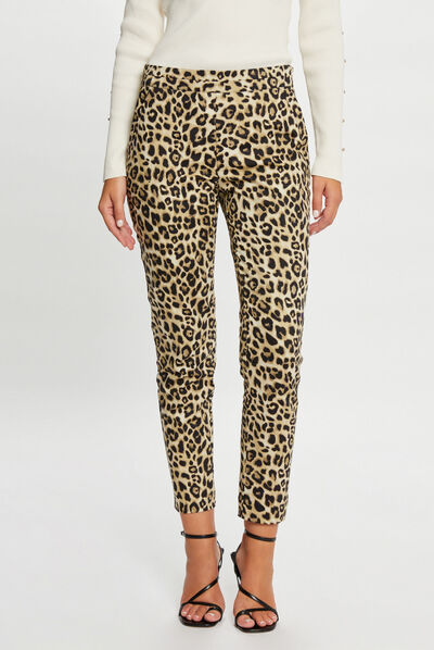 Pantalón cigarette estampado de leopardo multico mujer
