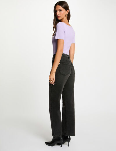 Jersey cuello barco y botones morado mujer