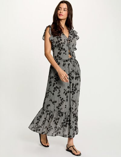 Falda de capas estampada multicolor mujer