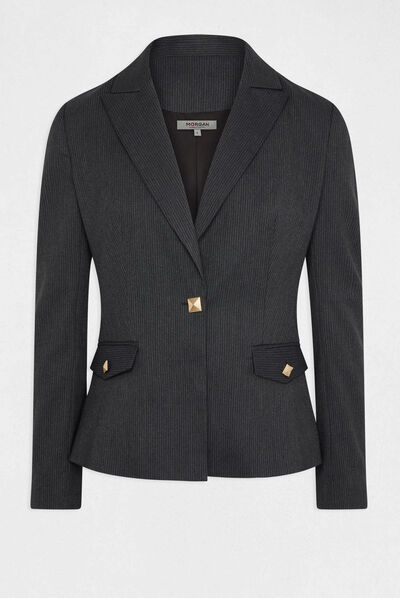 Chaqueta entallada con rayas gris anthracite mujer