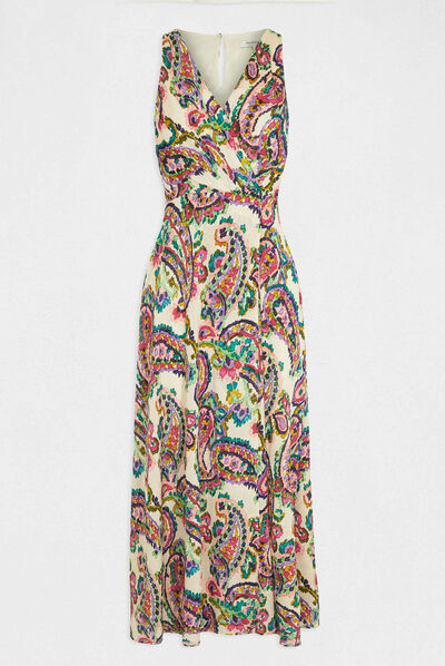 Vestido largo acampanado estampado multico mujer
