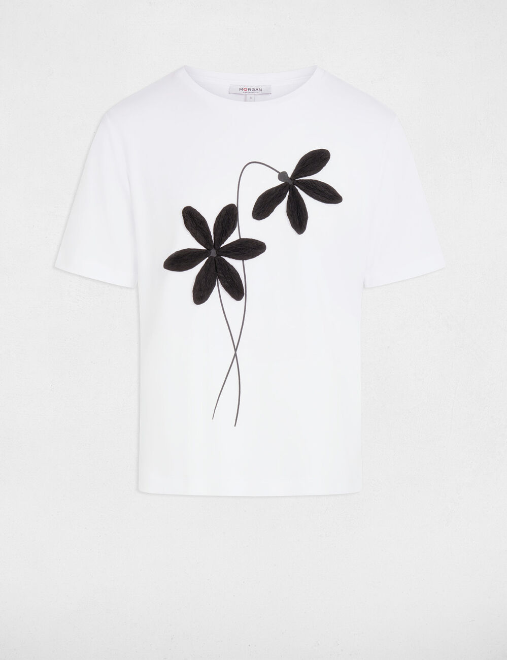 Camiseta recta cuello redondo blanco mujer
