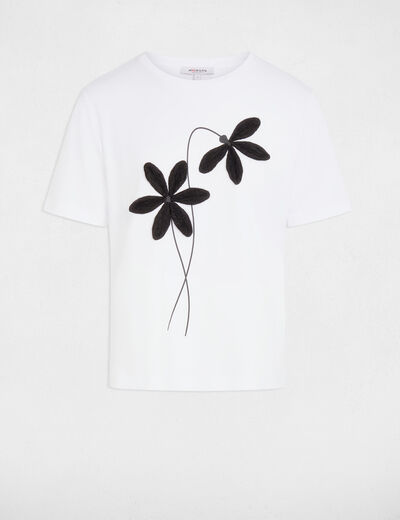 Camiseta recta cuello redondo blanco mujer