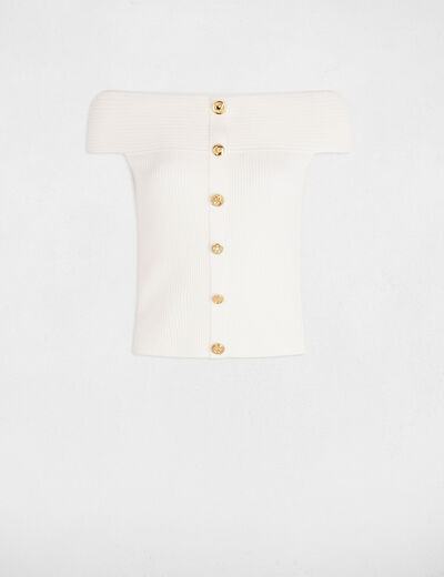 Jersey cuello bardot blanco mujer