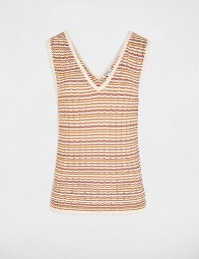 Jersey ajustado con cuello en v beige mujer