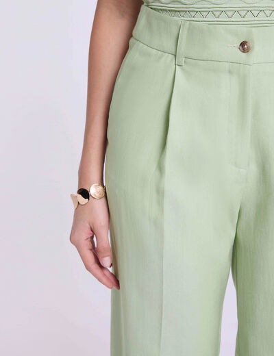 Pantal&oacute;n carrot de tiro alto verde pastel mujer