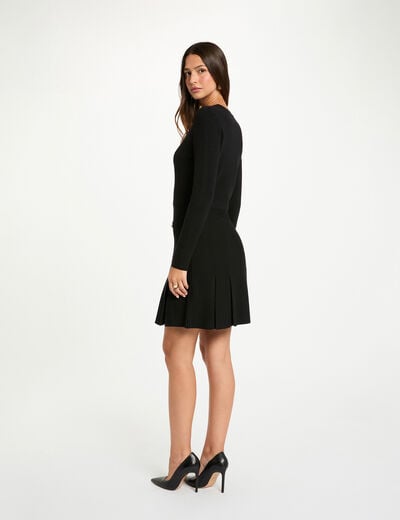 Vestido corto de punto trapezoidal negro mujer