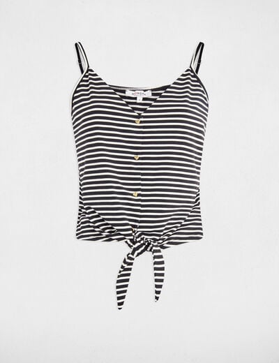 Top corto de tirantes con escote en V negro mujer