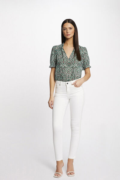 Vaquero slim con bandas tipo joya crudo mujer