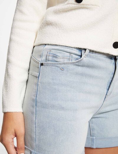 Short vaquero recto denim descolorido mujer