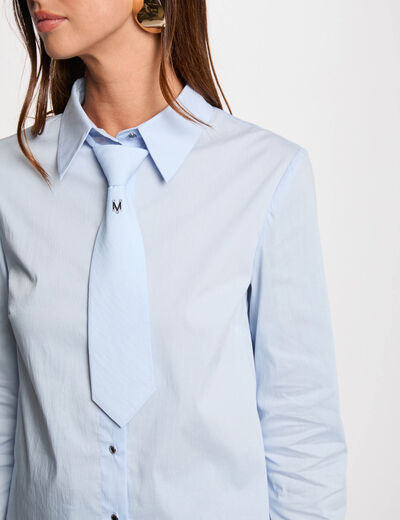 Camisa manga larga azul cielo mujer