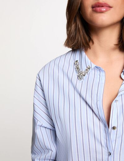 Camisa oversize de rayas multicolor mujer