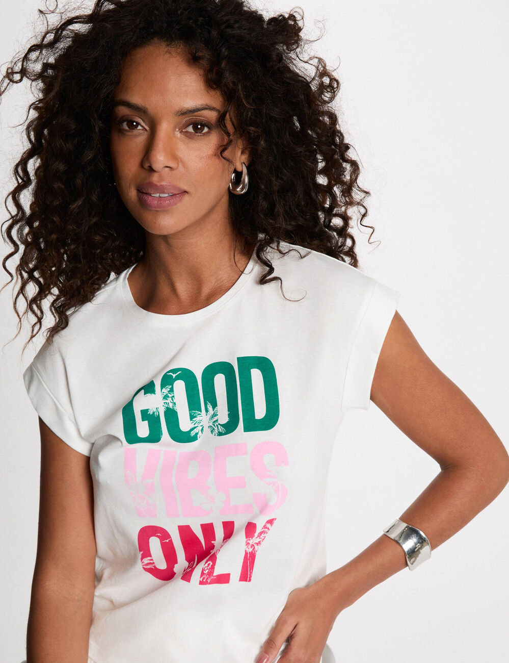Camiseta de manga corta blanco mujer