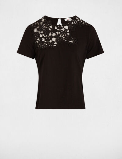 Camiseta manga corta negro mujer