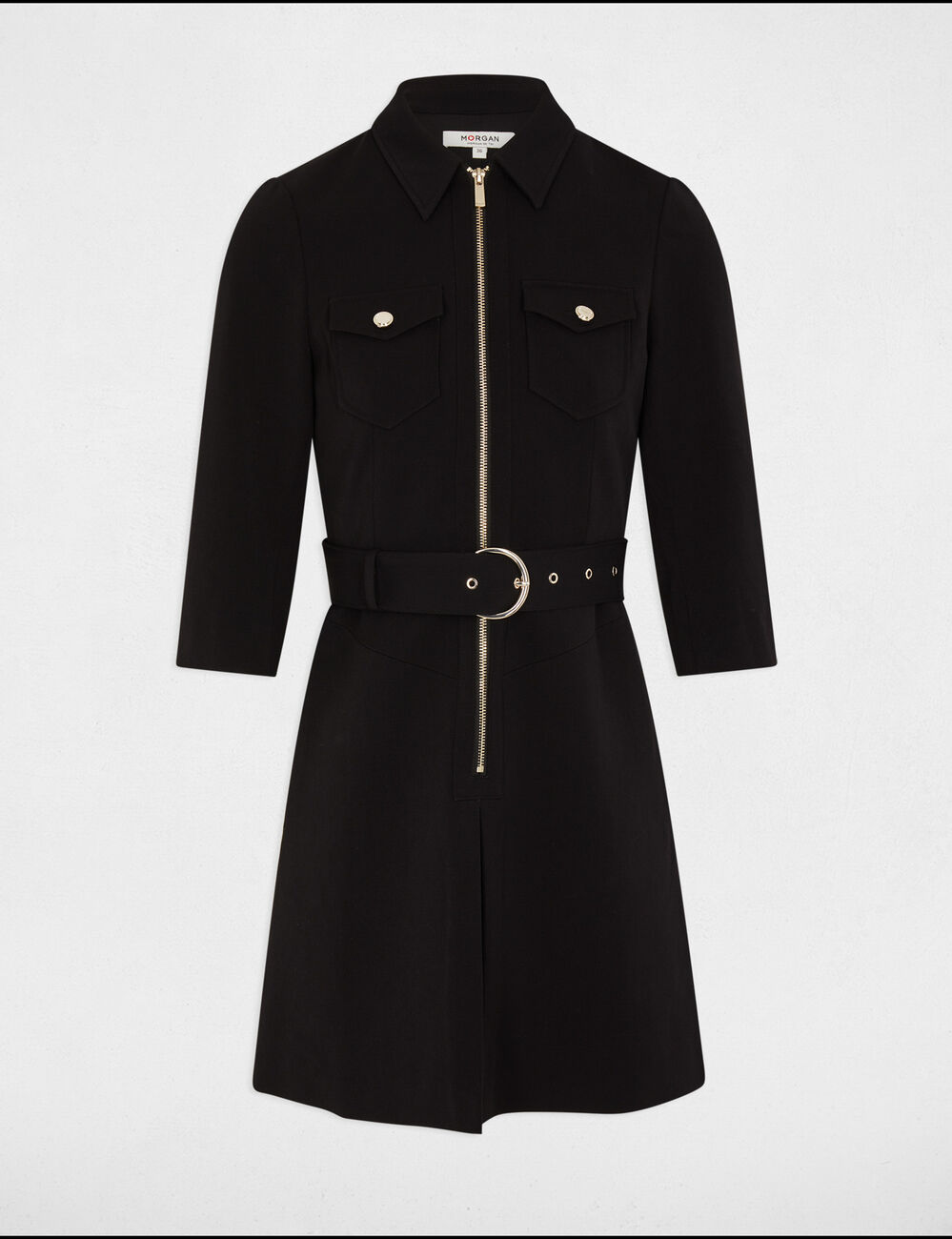 Vestido corto ajustado negro mujer