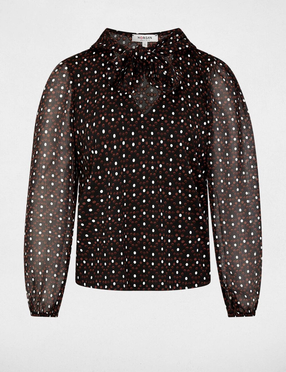 Blusa de gasa con cuello lazada multicolor mujer