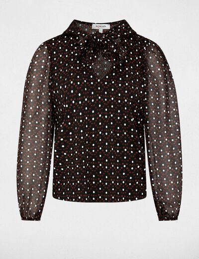 Blusa de gasa con cuello lazada multicolor mujer