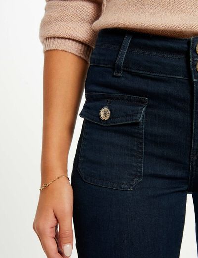 Vaquero boot-cut talle alto denim crudo mujer