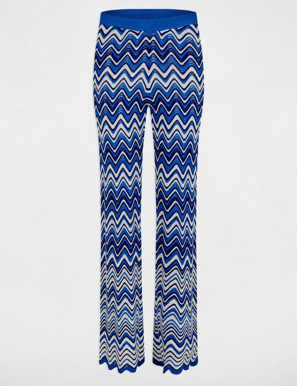 Pantalón punto estampado azul eléctrico mujer