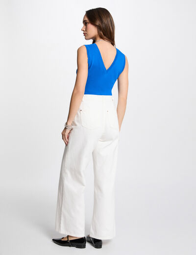Jersey calado sin mangas azul eléctrico mujer