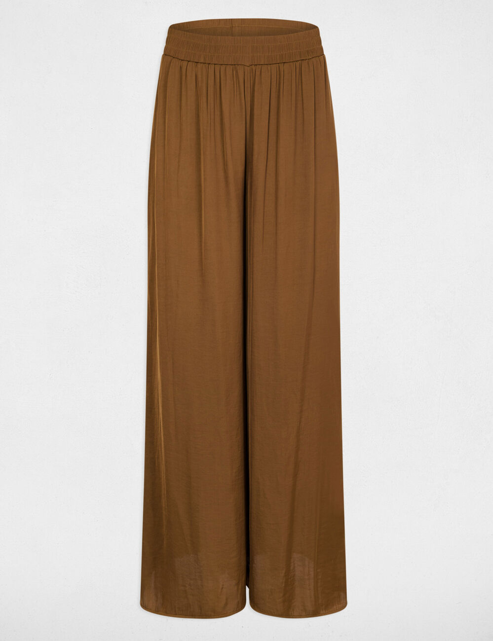 Pantal&oacute;n ancho fluido c&aacute;mel mujer
