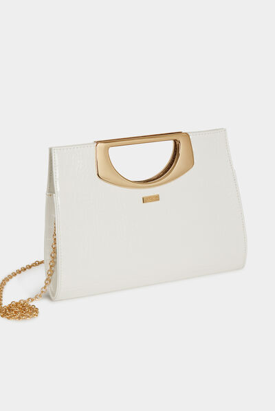 Bolso cartera de mano efecto cocodrilo blanco mujer