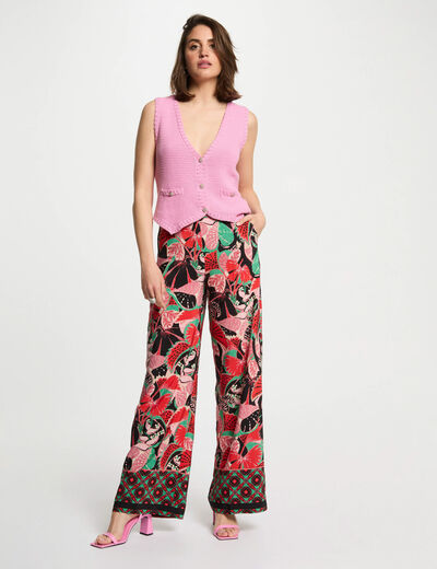 Pantalón pernera ancha multicolor mujer