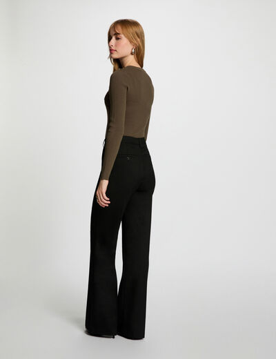 Jersey cuello redondo verde caqui mujer