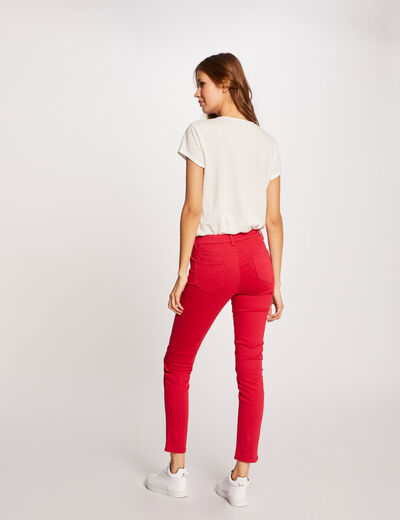 Pantalón skinny talle bajo rojo mujer