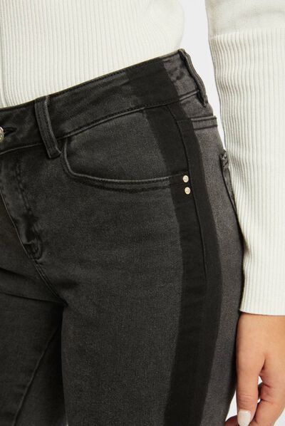 Vaquero skinny con bandas en el lado gris moyen mujer