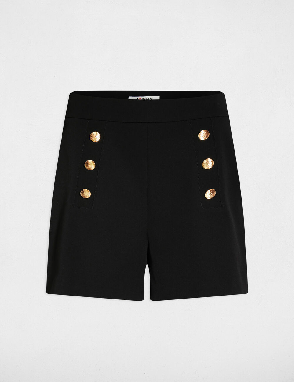Pantal&oacute;n corto de tiro alto negro mujer